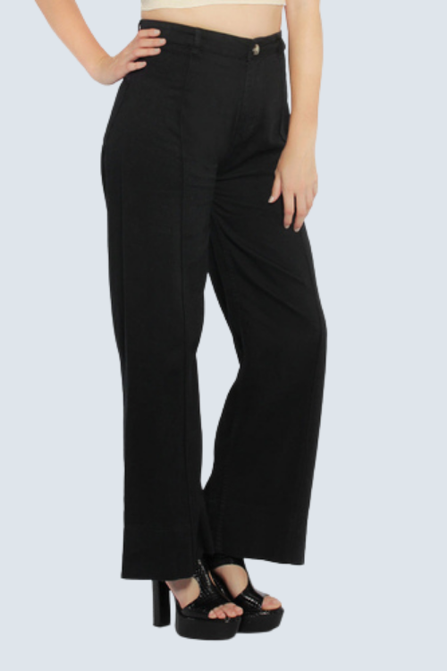 Wide Leg Cotton Flared Pants