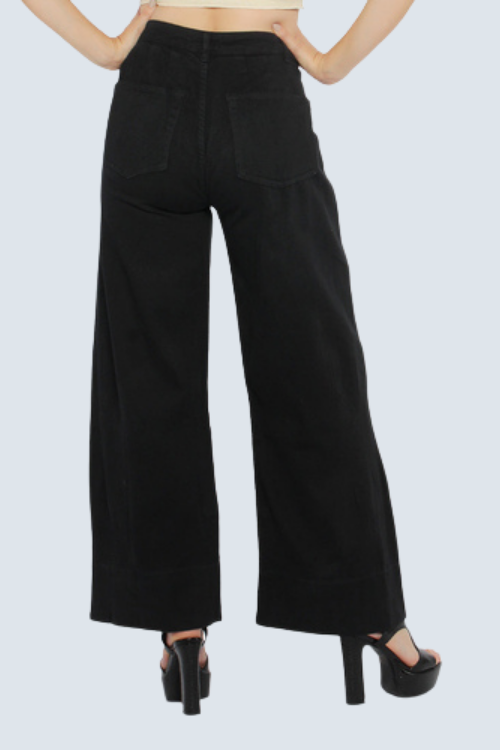 Wide Leg Cotton Flared Pants