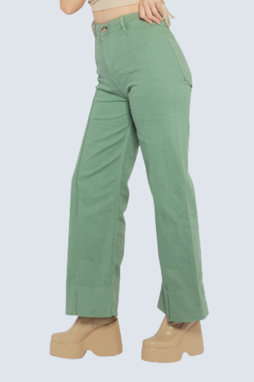 Wide Leg Cotton Flared Pants