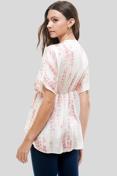 Relaxed Tie-Dye Blouse with Dolman Sleeves