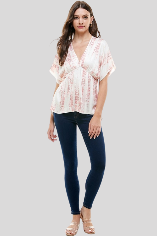 Relaxed Tie-Dye Blouse with Dolman Sleeves