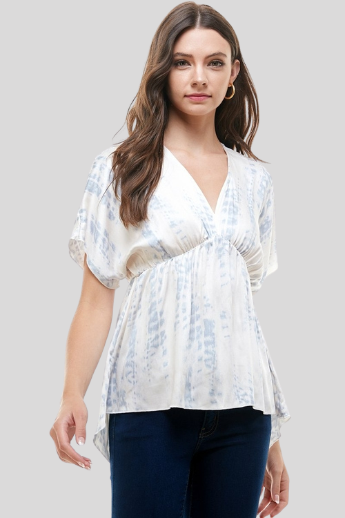 Relaxed Tie-Dye Blouse with Dolman Sleeves