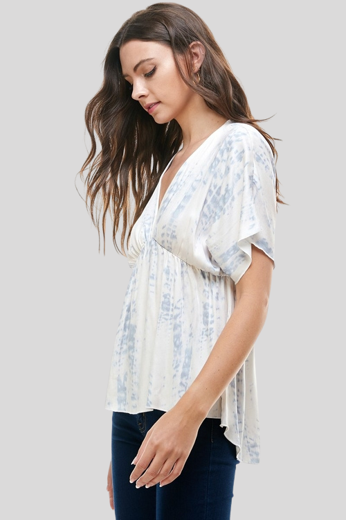 Relaxed Tie-Dye Blouse with Dolman Sleeves