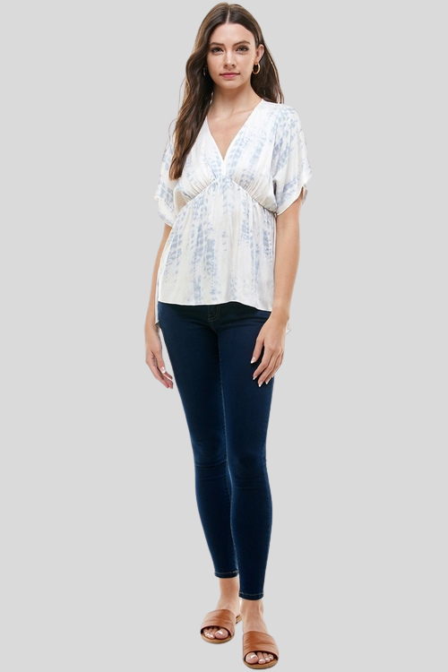 Relaxed Tie-Dye Blouse with Dolman Sleeves