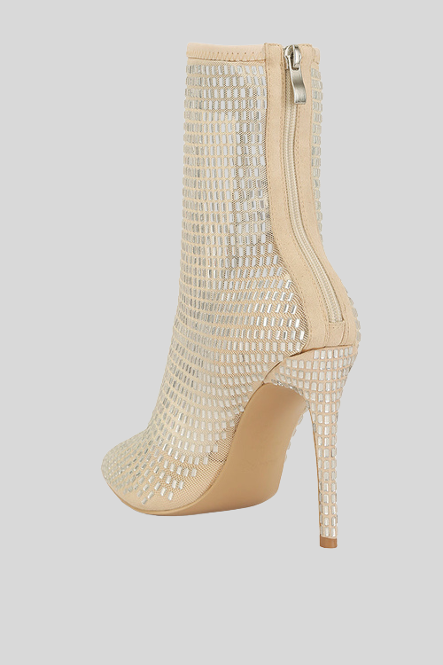 Rhinestone Embellished Mesh Boots