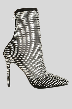 Rhinestone Embellished Mesh Boots