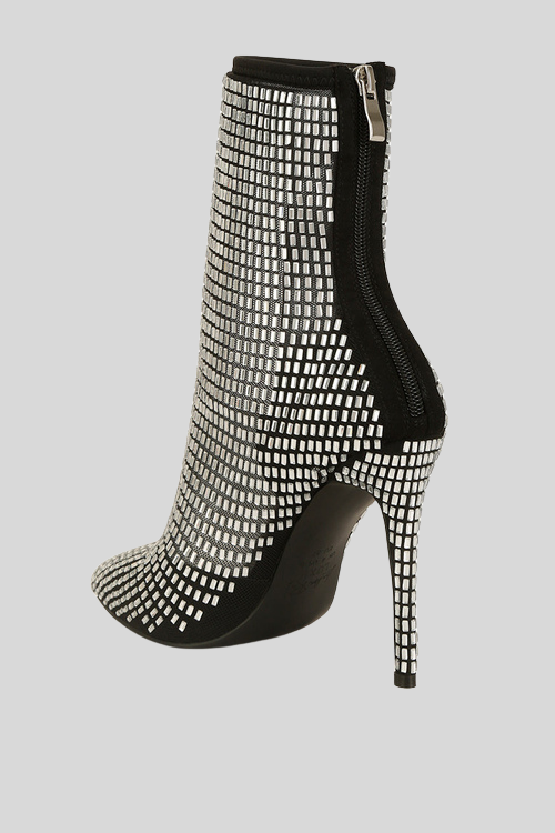 Rhinestone Embellished Mesh Boots