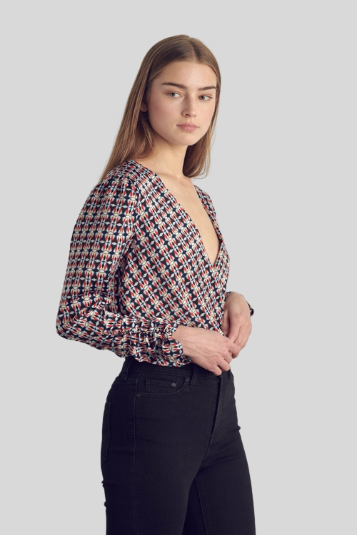 Surplice Long Sleeve Bodysuit