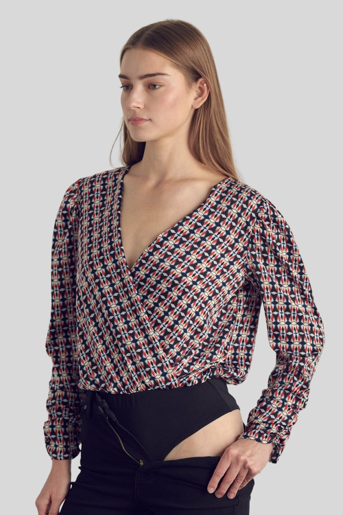 Surplice Long Sleeve Bodysuit