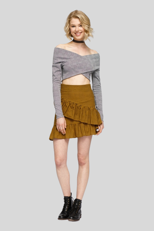 Glen Plaid Off-Shoulder Crop Top – Tops & Blouses by Lumiark