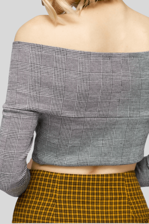 Glen Plaid Off-Shoulder Crop Top – Tops & Blouses by Lumiark