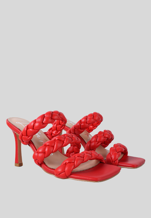 Braided Strap Mid-Heel Sandals