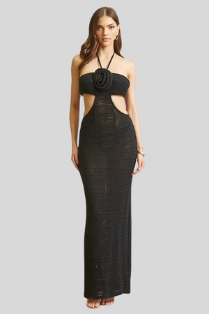 Rosette Detail Knit Halter Dress – Women's Clothing by Lumiark