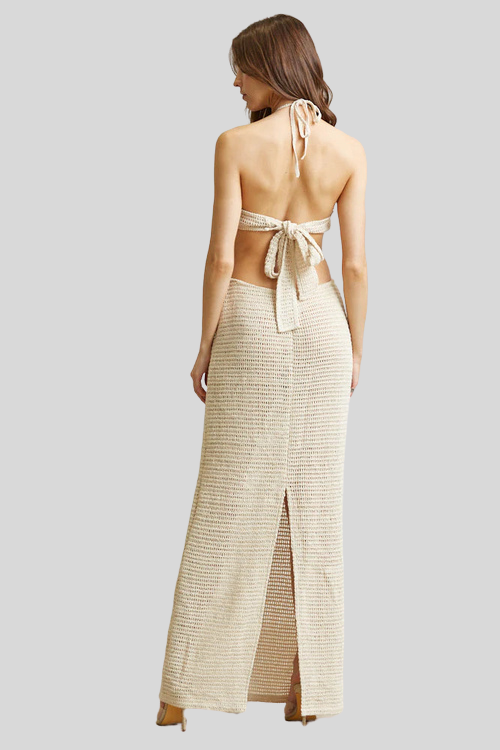 Rosette Detail Knit Halter Dress – Women's Clothing by Lumiark