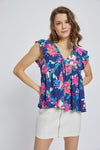 Ruffle V-Neck Babydoll Top