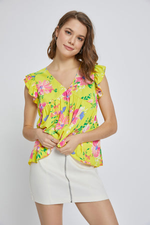 Ruffle V-Neck Babydoll Top