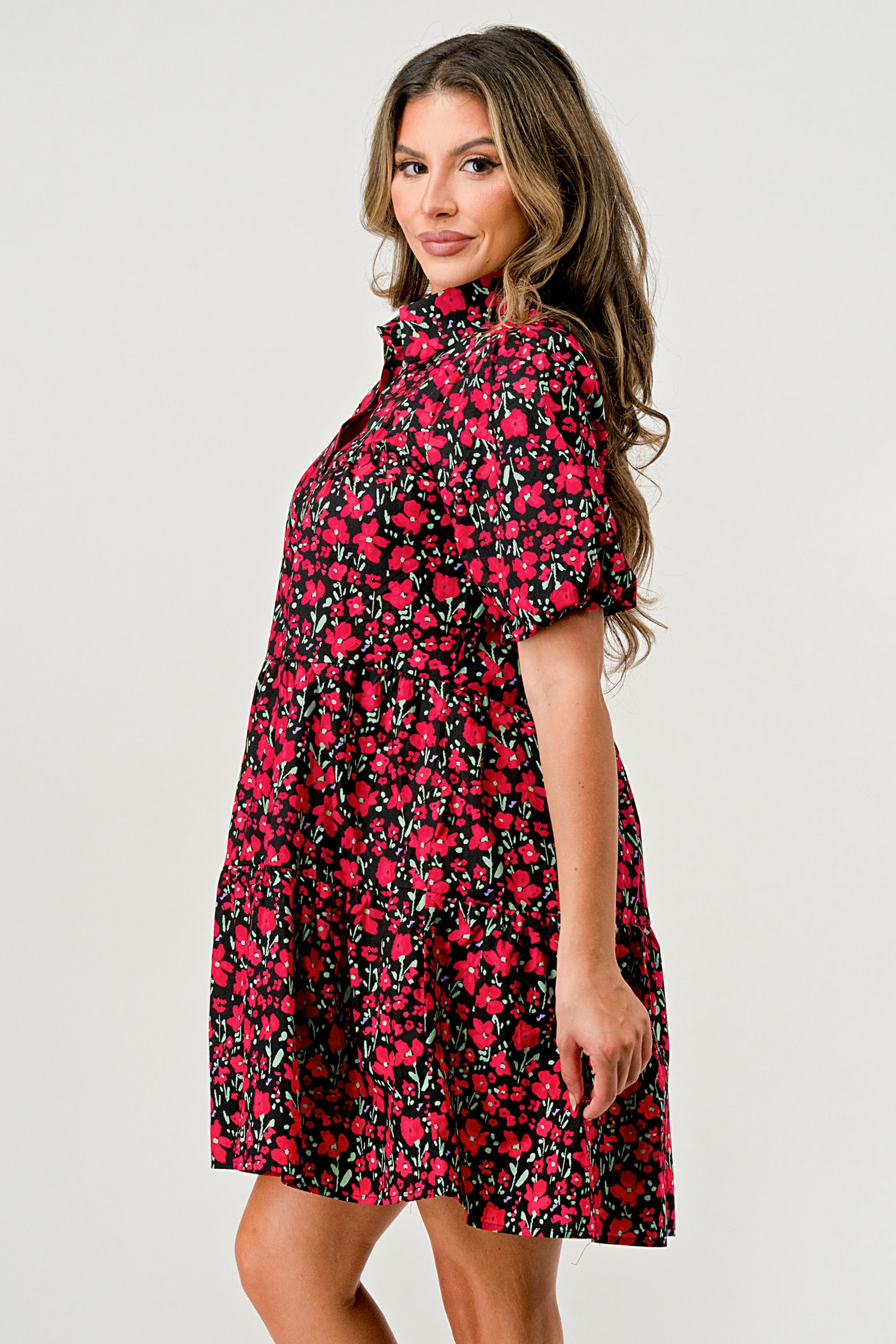 Floral Tiered Puff Sleeve Dress – Women's Clothing by Lumiark