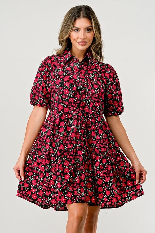 Floral Tiered Puff Sleeve Dress – Women's Clothing by Lumiark