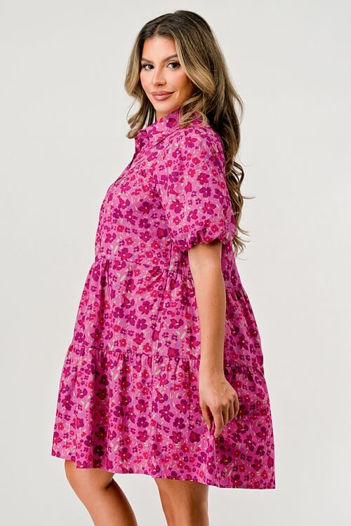 Floral Tiered Puff Sleeve Dress – Women's Clothing by Lumiark