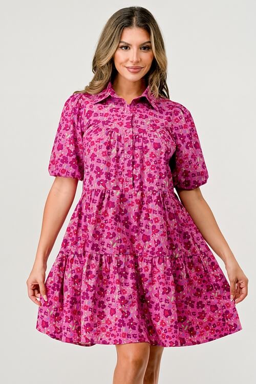 Floral Tiered Puff Sleeve Dress – Women's Clothing by Lumiark