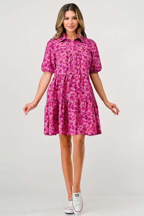 Floral Tiered Puff Sleeve Dress – Women's Clothing by Lumiark