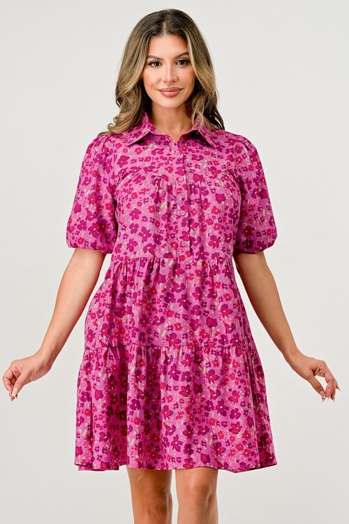 Floral Tiered Puff Sleeve Dress – Women's Clothing by Lumiark