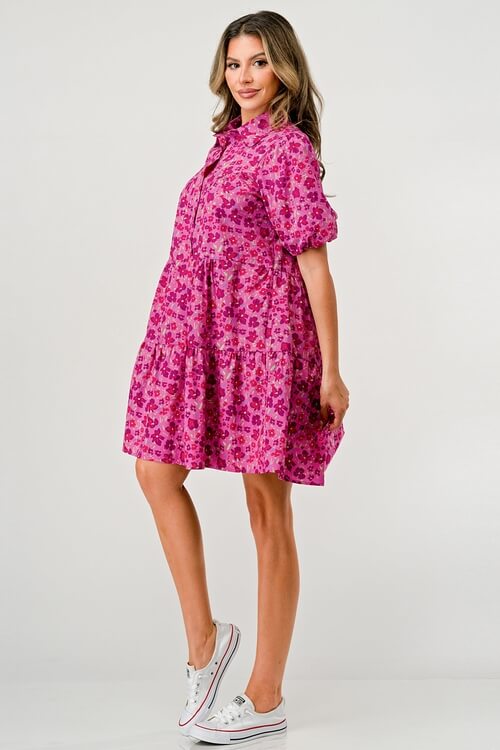 Floral Tiered Puff Sleeve Dress – Women's Clothing by Lumiark