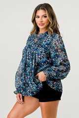 Floral Chiffon Popover Blouse