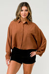 Oversized Cropped Button-Up Shirt – Women's Clothing by Lumiark