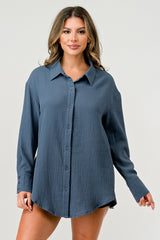 Oversized Gauze Button-Up Shirt