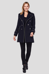 Military Coat with Contrast Buttons