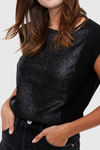 Sleeveless Snake Print Cap Top
