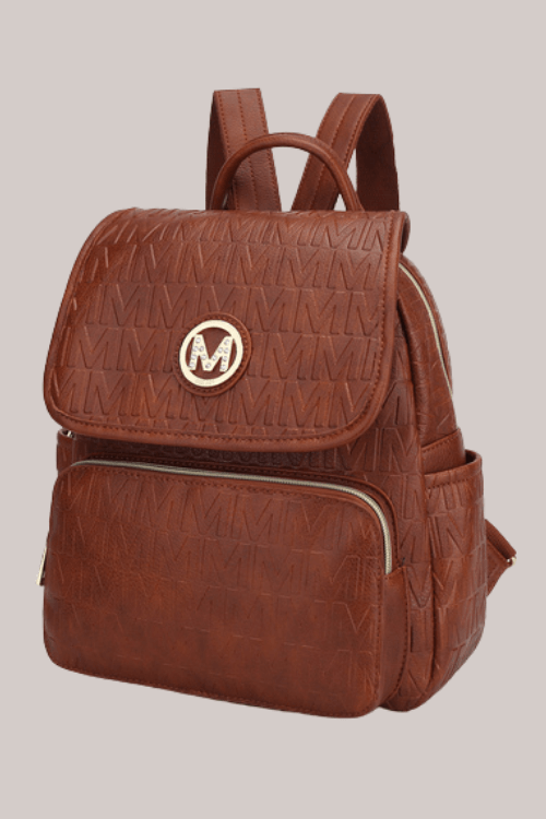 Vegan Leather Backpack – Gold Detail – Women's Clothing by Lumiark