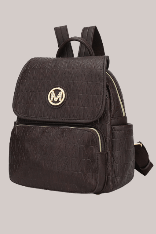 Vegan Leather Backpack – Gold Detail – Women's Clothing by Lumiark