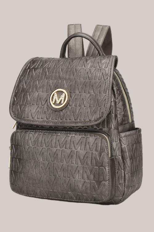 Vegan Leather Backpack – Gold Detail – Women's Clothing by Lumiark