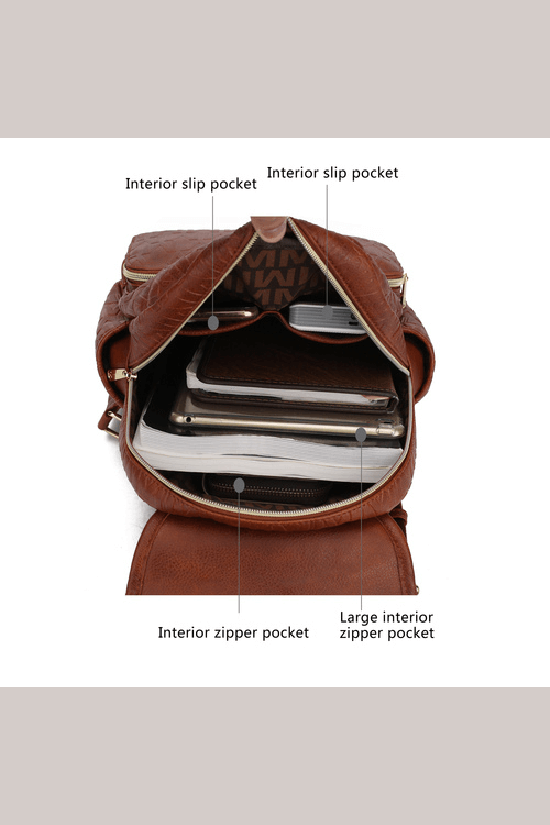 Vegan Leather Backpack – Gold Detail – Women's Clothing by Lumiark