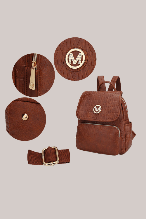 Vegan Leather Backpack – Gold Detail – Women's Clothing by Lumiark