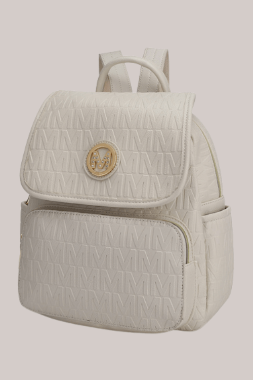 Vegan Leather Backpack – Gold Detail – Women's Clothing by Lumiark