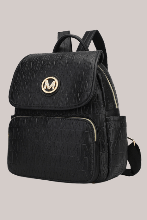 Vegan Leather Backpack – Gold Detail – Women's Clothing by Lumiark