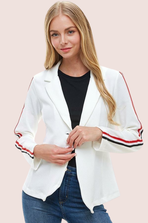 Sporty Tailored Stripe Blazer – Women's Clothing by Lumiark
