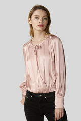 Blush Tie-Neck Long Sleeve Bodysuit