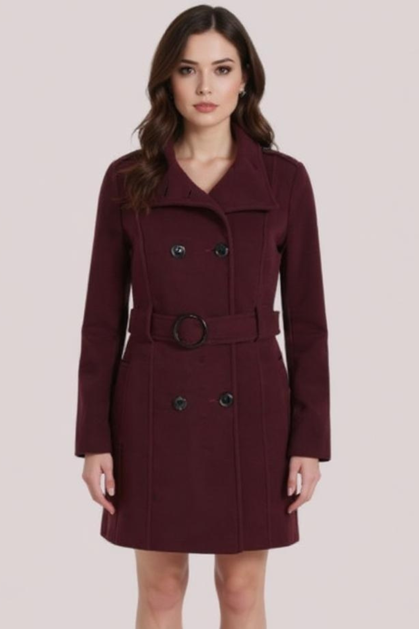 Tailored Wool-Blend Belted Coat