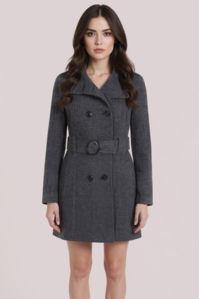 Tailored Wool-Blend Belted Coat