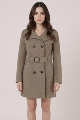 Tailored Wool-Blend Belted Coat