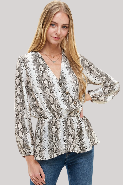 Snake Print Peplum Blouse