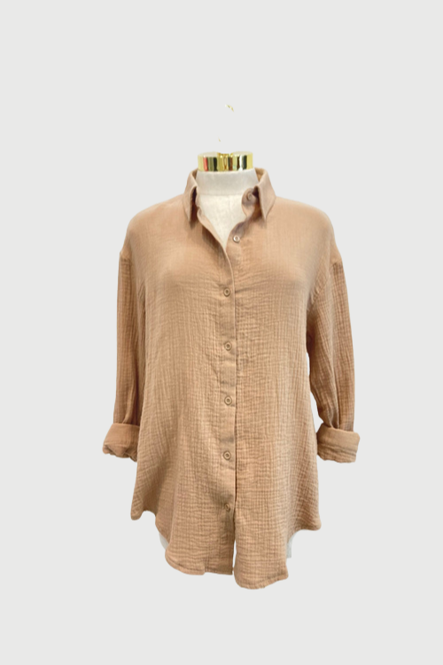Oversized Gauze Button-Up Shirt