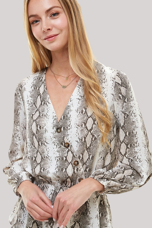 Snake Print Peplum Blouse