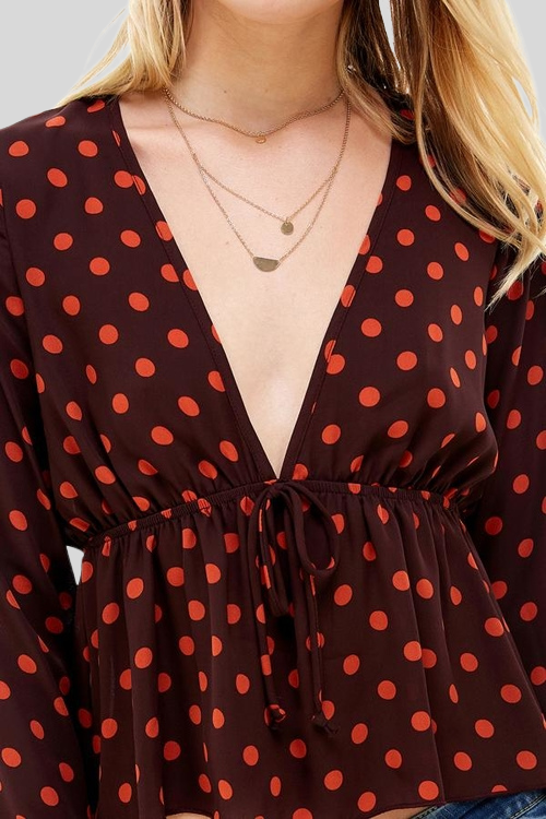 Polka Dot Hi-Low Blouse