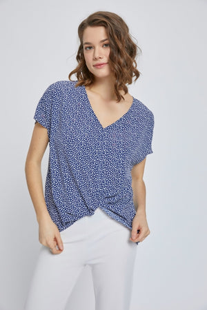 Short Sleeve Wrap Knot Blouse
