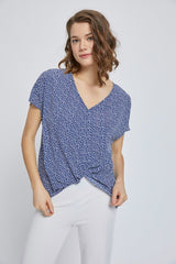 Short Sleeve Wrap Knot Blouse
